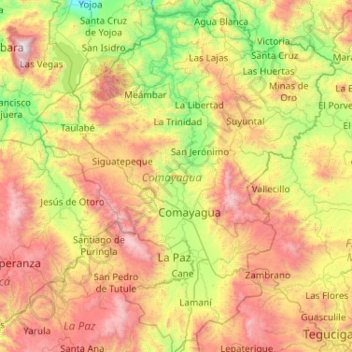 Comayagua topographic map, elevation, terrain
