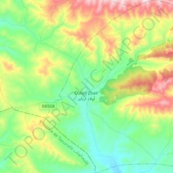 Oulad Zbair topographic map, elevation, terrain