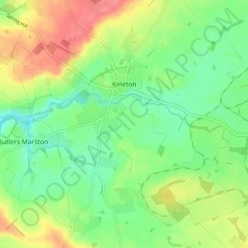 Kineton CP topographic map, elevation, terrain