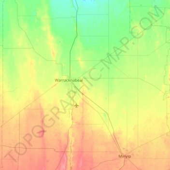 Warracknabeal topographic map, elevation, terrain