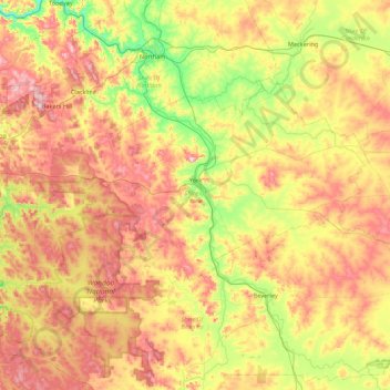 Shire Of York topographic map, elevation, terrain