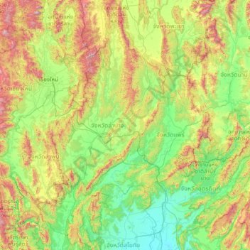 Lampang Province topographic map, elevation, terrain