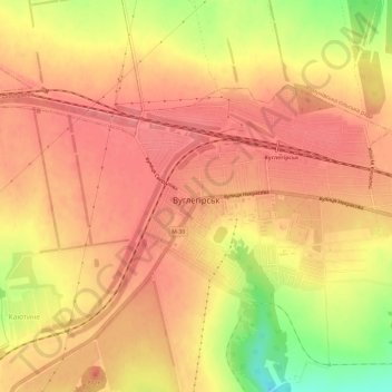 Vuhlehirsk topographic map, elevation, terrain