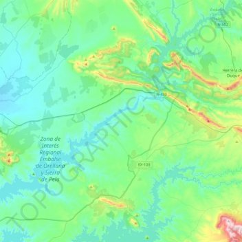 Puebla de Alcocer topographic map, elevation, terrain