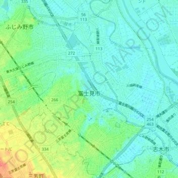 Fujimi topographic map, elevation, terrain