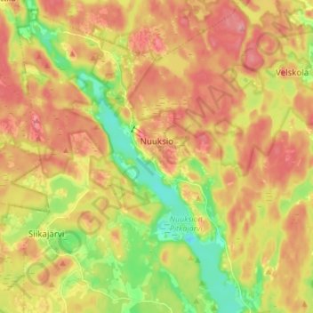 Nuuksio topographic map, elevation, terrain