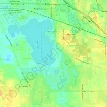 Winona Lake topographic map, elevation, terrain