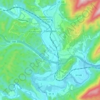 Covington topographic map, elevation, terrain