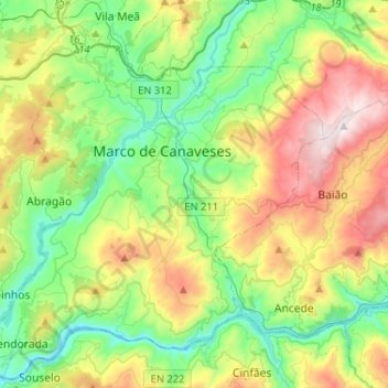 Marco de Canaveses topographic map, elevation, terrain