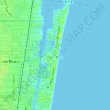 Ocean Ridge topographic map, elevation, terrain