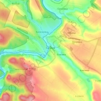 Sataniv topographic map, elevation, terrain