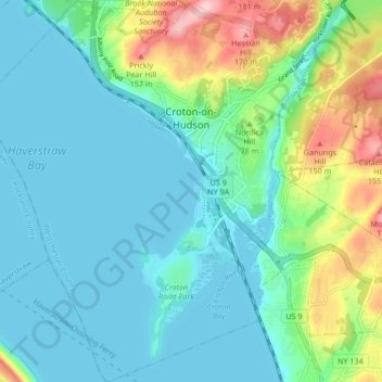 Village of Croton-on-Hudson topographic map, elevation, terrain