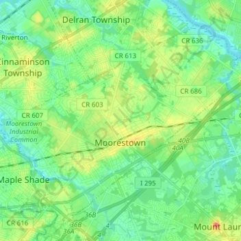 Moorestown Township topographic map, elevation, terrain