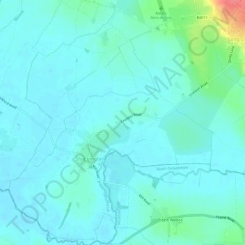 Shabbington topographic map, elevation, terrain