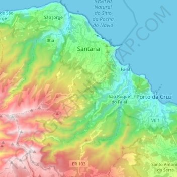 Santana topographic map, elevation, terrain