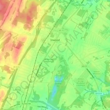 Inwood topographic map, elevation, terrain