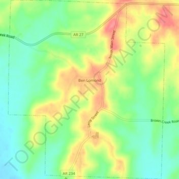 Ben Lomond topographic map, elevation, terrain