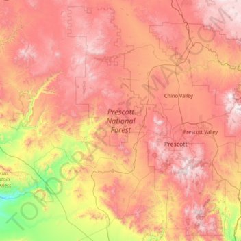 Prescott National Forest topographic - Thumbnail
