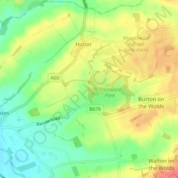 Prestwold topographic map, elevation, terrain