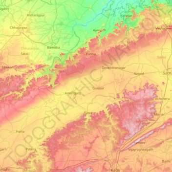 Panna topographic map, elevation, terrain