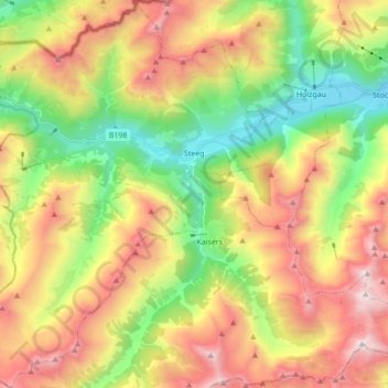 Gemeinde Steeg topographic map, elevation, terrain