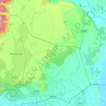 Kepez topographic map, elevation, terrain