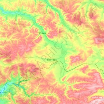 Popovo topographic map, elevation, terrain
