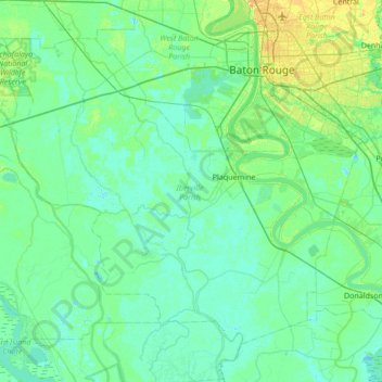 Iberville Parish topographic map, elevation, terrain