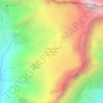 Ghiacciaio des Grandes Murailles topographic map, elevation, terrain