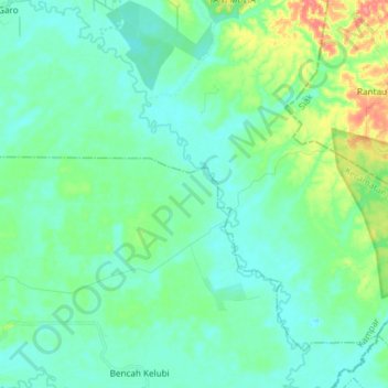 Sungai Tapung Kanan topographic map, elevation, terrain