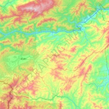 Hongsa District topographic map, elevation, terrain