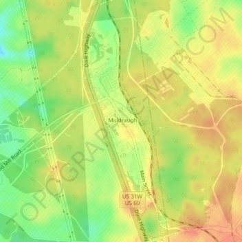 Muldraugh topographic map, elevation, terrain