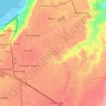 Cazenga Municipality topographic map, elevation, terrain