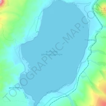 Lake Paravani topographic map, elevation, terrain