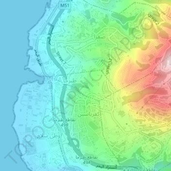 Tabarja topographic map, elevation, terrain