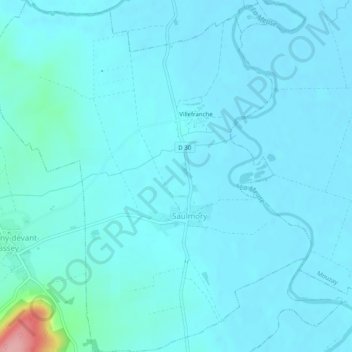 SaulmoryVillefranche topographic map, elevation, terrain