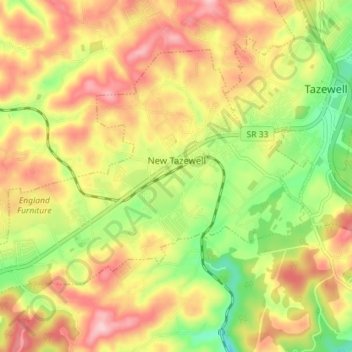 New Tazewell topographic map, elevation, terrain