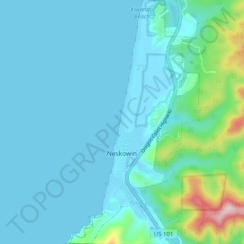 Neskowin topographic map, elevation, terrain