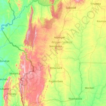 Préfecture de Sotouboua topographic map, elevation, terrain