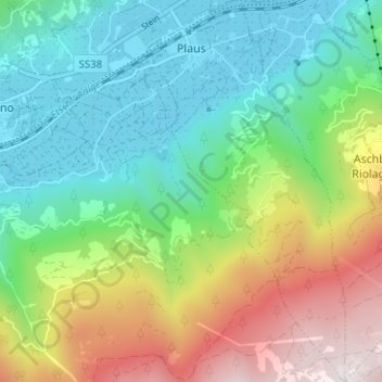 Plaus topographic map, elevation, terrain