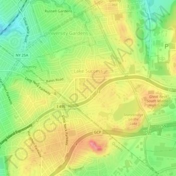 Village of Lake Success topographic map, elevation, terrain