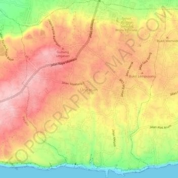 Ungasan topographic map, elevation, terrain