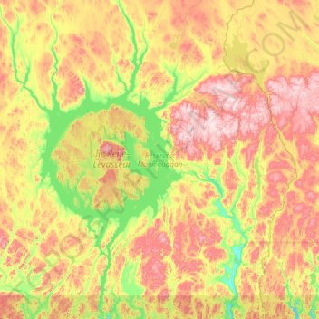 Réservoir Manicouagan topographic map, elevation, terrain