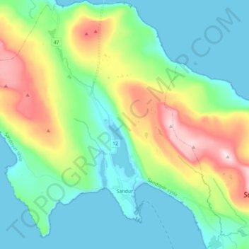 Sandur topographic map, elevation, terrain