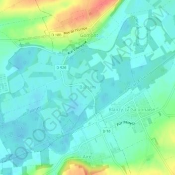 Balham topographic map, elevation, terrain