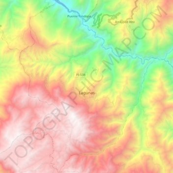 Lagunas topographic map, elevation, terrain