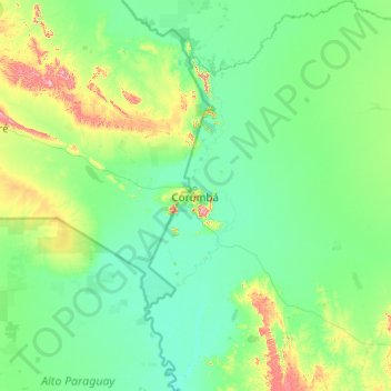 Corumbá topographic map, elevation, terrain