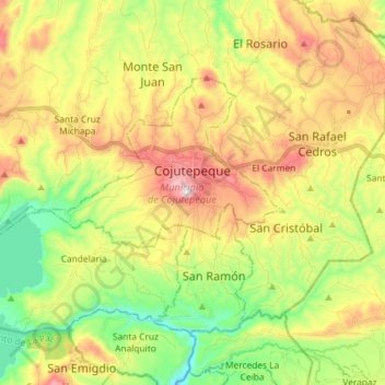 Municipio de Cojutepeque topographic map, elevation, terrain