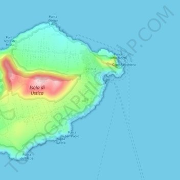 Ustica topographic map, elevation, terrain