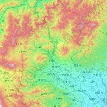 Gunma Prefecture topographic map, elevation, terrain